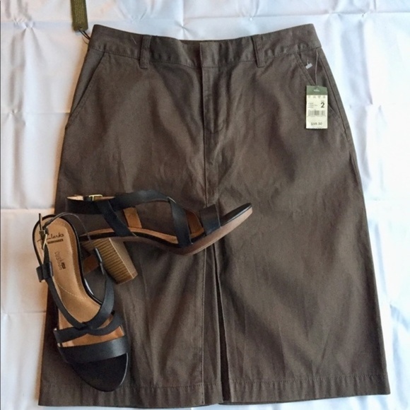 Eddie Bauer Mocha A-line Pleated Skirt sz 2 - Picture 2 of 6